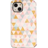 iPhone 13 mini Case Hülle - Flip Geometrische Dreiecke mit Ablage für Kreditkarten, Ticket, SIM-Karte