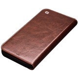 Fourre iPhone 14 - Flip Qialino cuir véritable - Brun