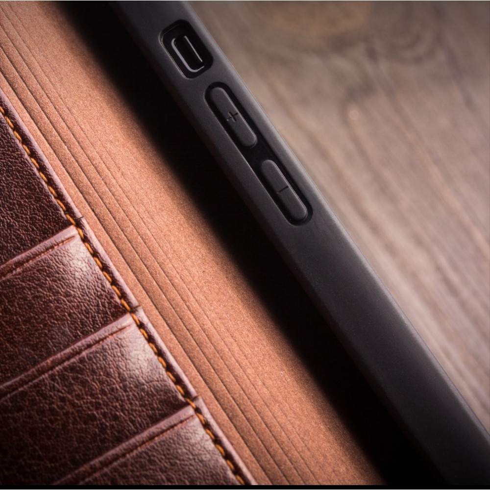 iPhone 7 / 8 / SE (2020, 2022) Case Hülle - Qialino Flip Echtleder - Braun