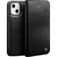 iPhone 13 Case Hülle - Qialino Flip Echtleder - Schwarz