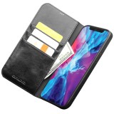 iPhone 14 Plus Case Hülle - Qialino Flip Echtleder - Schwarz