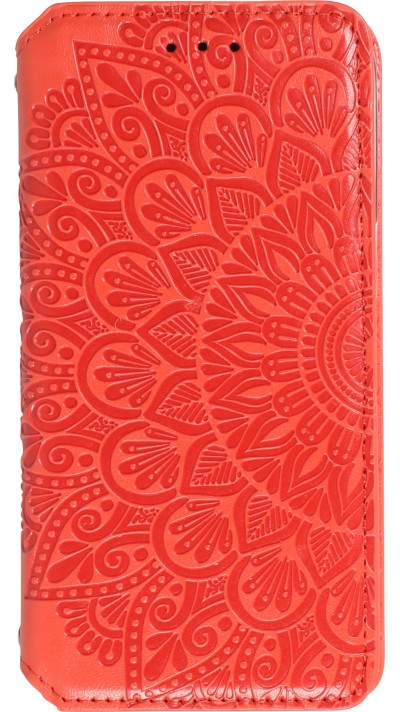 iPhone 13 Case Hülle - Flip Wallet Fashion künstlerisches Mandala Design  - Rot