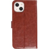 iPhone 14 Case Hülle - Premium Flip Leder Tasche - Braun