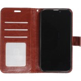 iPhone 14 Plus Case Hülle - Premium Flip Leder Tasche - Braun