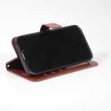 iPhone 14 Plus Case Hülle - Premium Flip Leder Tasche - Braun