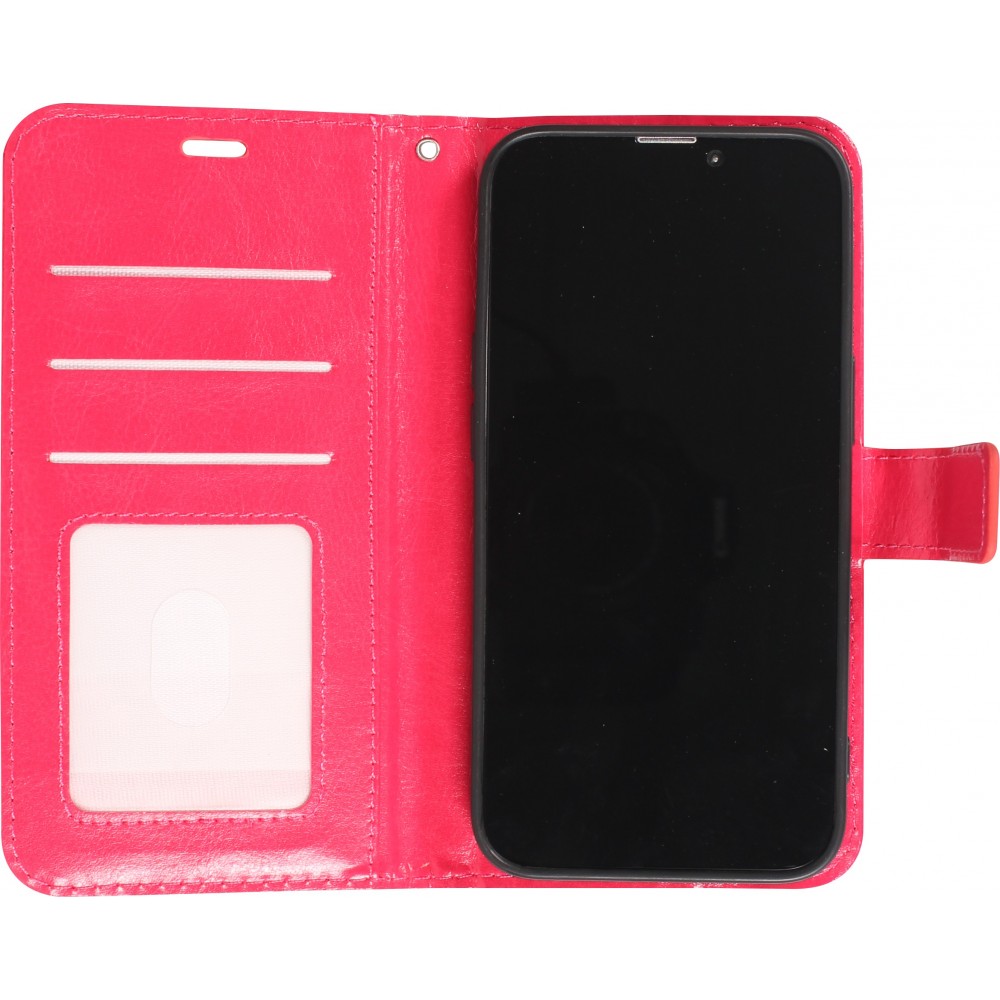 Fourre iPhone 14 Plus - Premium Flip cuir lisse porte-cartes - Rose foncé