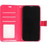 Fourre iPhone 16 Pro - Premium Flip cuir lisse porte-cartes - Rose foncé