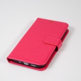 iPhone 14 Max Case Hülle - Premium Flip Leder Tasche - Dunkelrosa