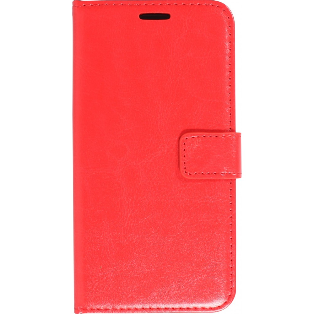 iPhone 15 Case Hülle - Premium Flip Leder Tasche - Rot