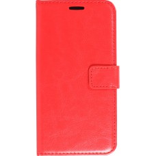 iPhone 15 Case Hülle - Premium Flip Leder Tasche - Rot