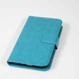 iPhone 15 Case Hülle - Premium Flip Leder Tasche - Türkis