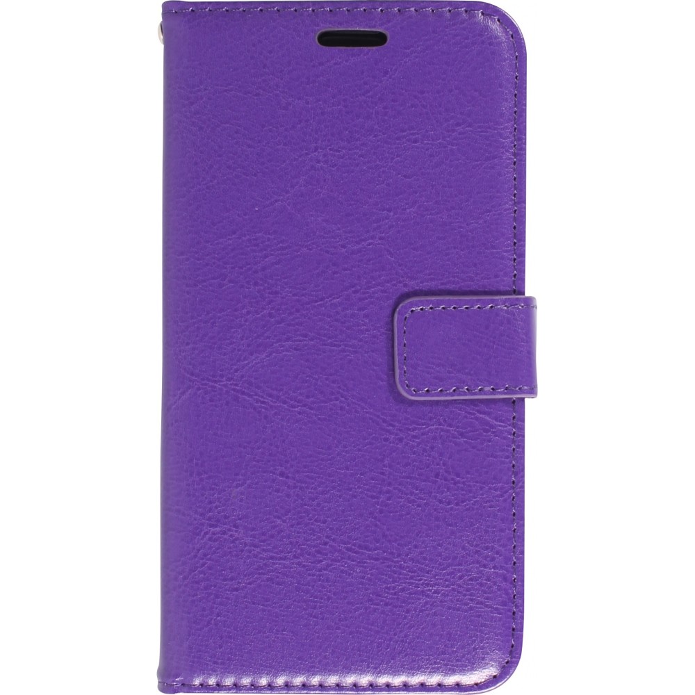 iPhone 15 Case Hülle - Premium Flip Leder Tasche - Violett