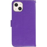 iPhone 15 Case Hülle - Premium Flip Leder Tasche - Violett