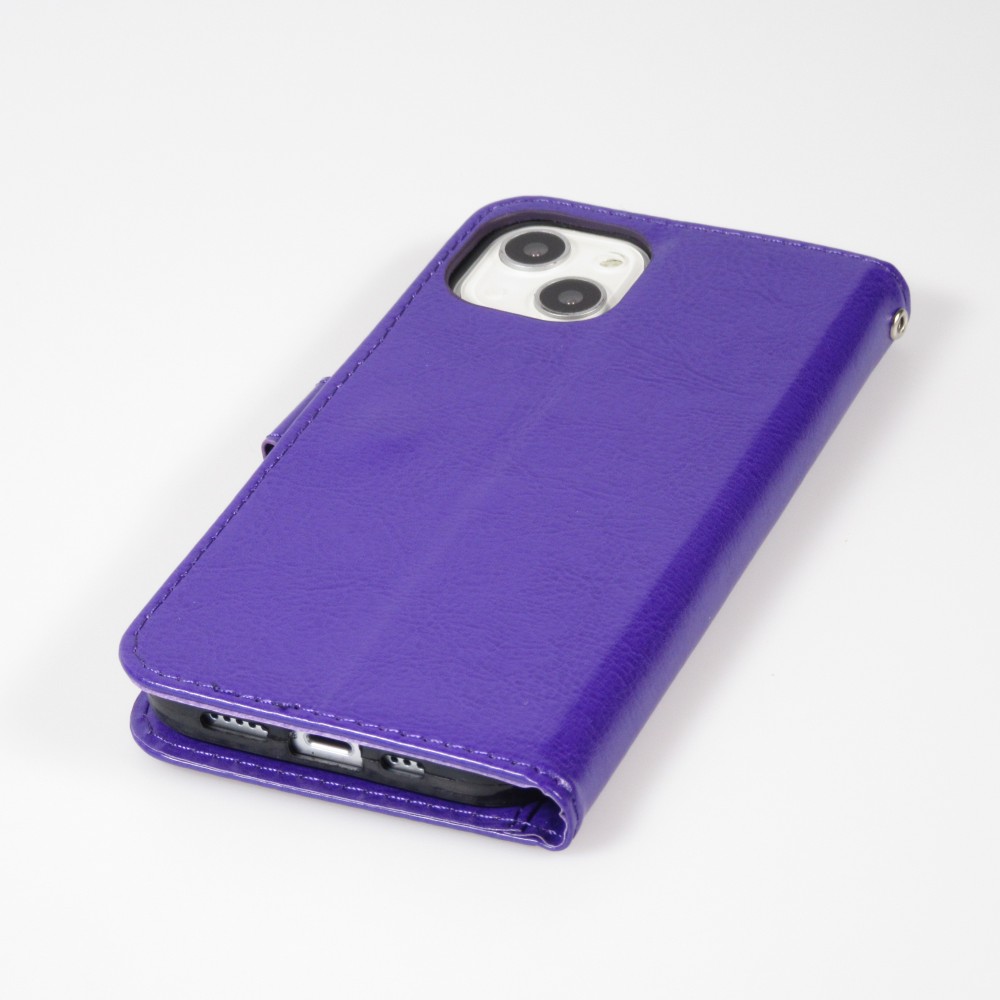 Fourre iPhone 16 Pro - Premium Flip cuir lisse porte-cartes - Violet