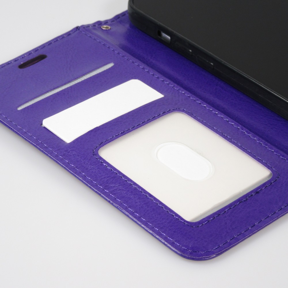 Hülle iPhone 16 Pro - Premium Flip Leder Tasche - Violett