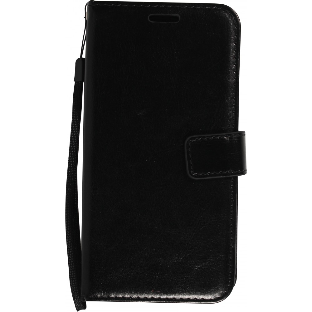 iPhone 15 Plus Case Hülle - Premium Flip Leder Tasche - Schwarz