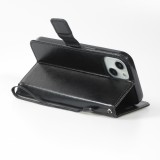 iPhone 13 Case Hülle - Premium Flip Leder Tasche - Schwarz