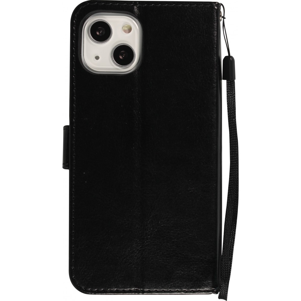 Fourre iPhone 14 - Premium Flip cuir lisse porte-cartes - Noir