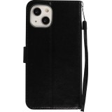 iPhone 14 Case Hülle - Premium Flip Leder Tasche - Schwarz