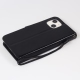 Fourre iPhone 14 - Premium Flip cuir lisse porte-cartes - Noir