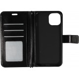 iPhone 15 Plus Case Hülle - Premium Flip Leder Tasche - Schwarz