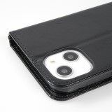 iPhone 15 Plus Case Hülle - Premium Flip Leder Tasche - Schwarz