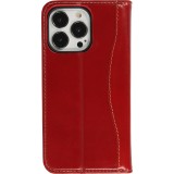 Fourre iPhone 15 Pro Max - Flip Fierre Shann cuir véritable - Rouge