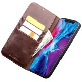 Fourre iPhone 15 Pro Max - Flip Qialino Classic Wallet cuir véritable - Brun