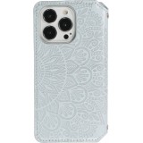 iPhone 13 Pro Max Case Hülle - Flip Wallet Fashion künstlerisches Mandala Design  - Grau