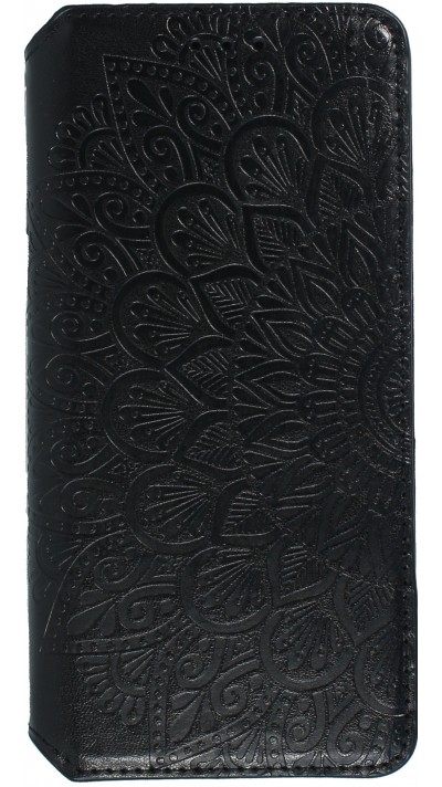 iPhone 13 Pro Max Case Hülle - Flip Wallet Fashion künstlerisches Mandala Design - Schwarz