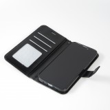 iPhone 16 Case Hülle - Premium Flip Leder Tasche - Schwarz