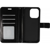 Fourre iPhone 16 Plus - Premium Flip cuir lisse porte-cartes - Noir