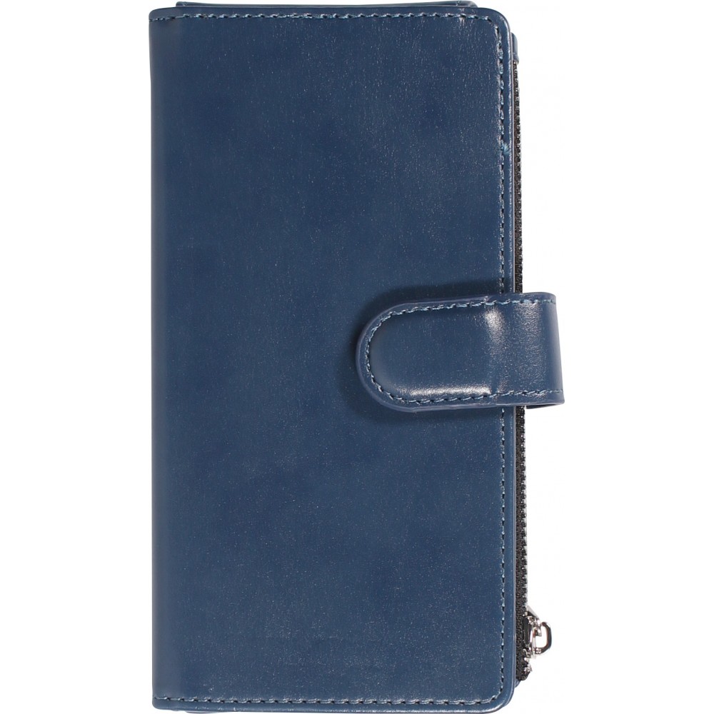 iPhone 15 Pro Max Case Hülle - Brieftaschen-Hülle luxuriös und raffiniert mit Magnet Verschluss & Münz- und Kartenfach  - Blau