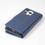 iPhone 15 Pro Max Case Hülle - Brieftaschen-Hülle luxuriös und raffiniert mit Magnet Verschluss & Münz- und Kartenfach  - Blau