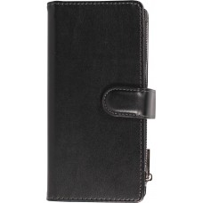 iPhone 15 Pro Max Case Hülle - Brieftaschen-Hülle luxuriös und raffiniert mit Magnet Verschluss & Münz- und Kartenfach  - Schwarz