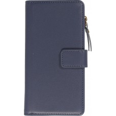 iPhone 15 Case Hülle - Brieftaschen-Hülle luxuriös und raffiniert mit Magnet Verschluss & Münz- und Kartenfach  - Blau