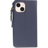 iPhone 15 Case Hülle - Brieftaschen-Hülle luxuriös und raffiniert mit Magnet Verschluss & Münz- und Kartenfach  - Blau