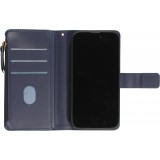 iPhone 15 Case Hülle - Brieftaschen-Hülle luxuriös und raffiniert mit Magnet Verschluss & Münz- und Kartenfach  - Blau