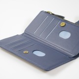 Fourre iPhone 15 - Etui portefeuille luxueux et sophistiqué en cuir avec aimant et compartiment à monnaie - Bleu