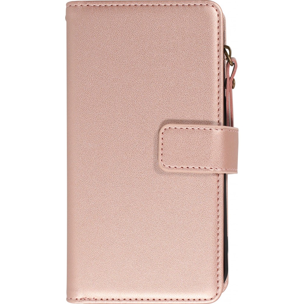 iPhone 15 Case Hülle - Brieftaschen-Hülle luxuriös und raffiniert mit Magnet Verschluss & Münz- und Kartenfach  - Rosa