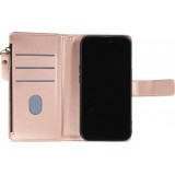 iPhone 15 Case Hülle - Brieftaschen-Hülle luxuriös und raffiniert mit Magnet Verschluss & Münz- und Kartenfach  - Rosa