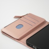 iPhone 15 Case Hülle - Brieftaschen-Hülle luxuriös und raffiniert mit Magnet Verschluss & Münz- und Kartenfach  - Rosa