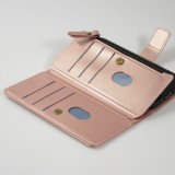 iPhone 15 Case Hülle - Brieftaschen-Hülle luxuriös und raffiniert mit Magnet Verschluss & Münz- und Kartenfach  - Rosa