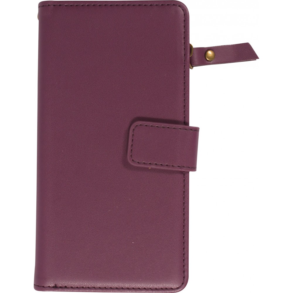 iPhone 15 Case Hülle - Brieftaschen-Hülle luxuriös und raffiniert mit Magnet Verschluss & Münz- und Kartenfach - Dunkelviolett