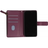 iPhone 15 Case Hülle - Brieftaschen-Hülle luxuriös und raffiniert mit Magnet Verschluss & Münz- und Kartenfach - Dunkelviolett