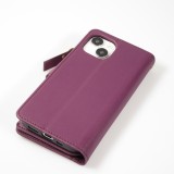 iPhone 15 Case Hülle - Brieftaschen-Hülle luxuriös und raffiniert mit Magnet Verschluss & Münz- und Kartenfach - Dunkelviolett