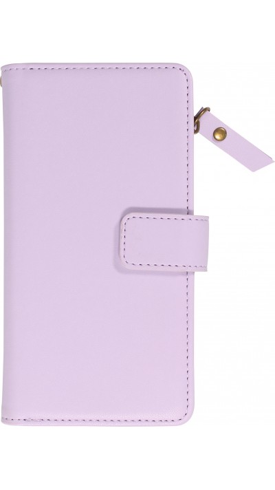 iPhone 15 Pro Max Case Hülle - Brieftaschen-Hülle luxuriös und raffiniert mit Magnet Verschluss & Münz- und Kartenfach - Hellviolett