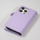 Fourre iPhone 15 Pro Max - Etui portefeuille luxueux et sophistiqué en cuir avec aimant et compartiment à monnaie - Violet clair