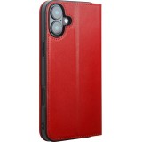 iPhone 16 Case Hülle - Qialino Flip Matt Wallet Echtleder - Rot