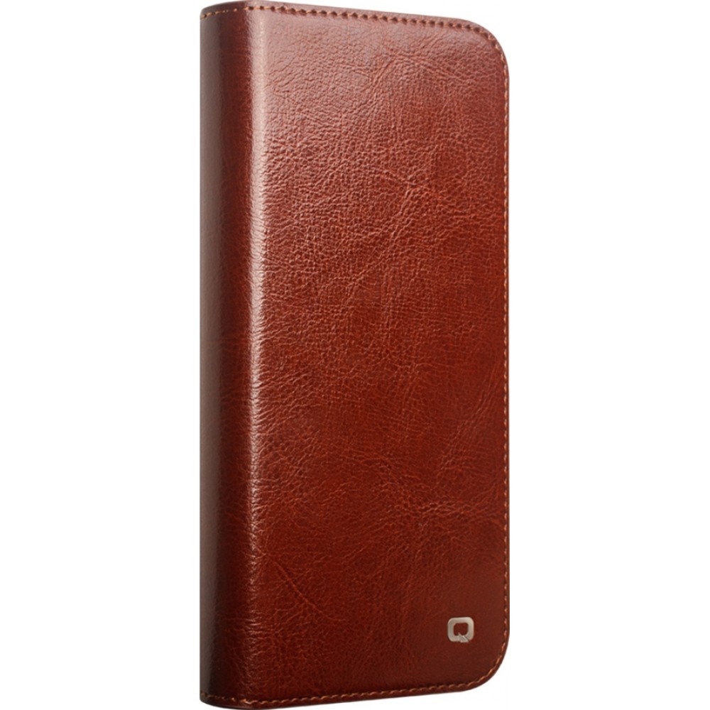 iPhone 16 Case Hülle - Qialino Flip Classic Wallet Echtleder - Braun